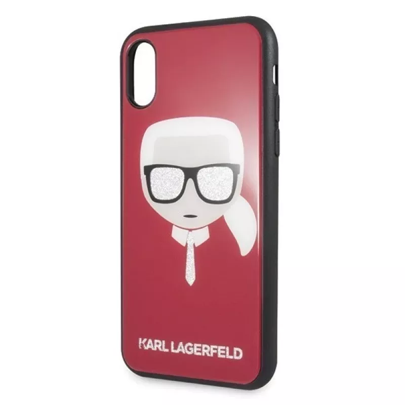 Karl Lagerfeld KLHCPXDLHRE iPhone X/Xs Iconic Glitter Karl's Head Hülle Rot