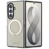 Guess Magnetic Ring Stand Grained Classic Logo MagSafe Hülle für Samsung Galaxy Z Fold 8 Ultra (Beige)