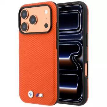 BMW M Quadrille Kevlar Metal Logo MagSafe-Hülle für iPhone 18 Pro / 17 Pro - Orange