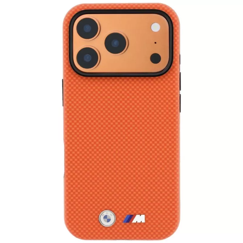 BMW M Quadrille Kevlar Metal Logo MagSafe-Hülle für iPhone 18 Pro / 17 Pro - Orange