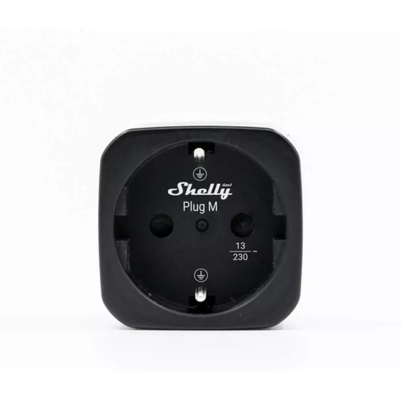 Shelly Plug M Gen3 Schwarz 2er-Pack Smart Plug mit Leistungsmessung, Wi-Fi & Bluetooth, 13A, Energiemonitoring, Schuko