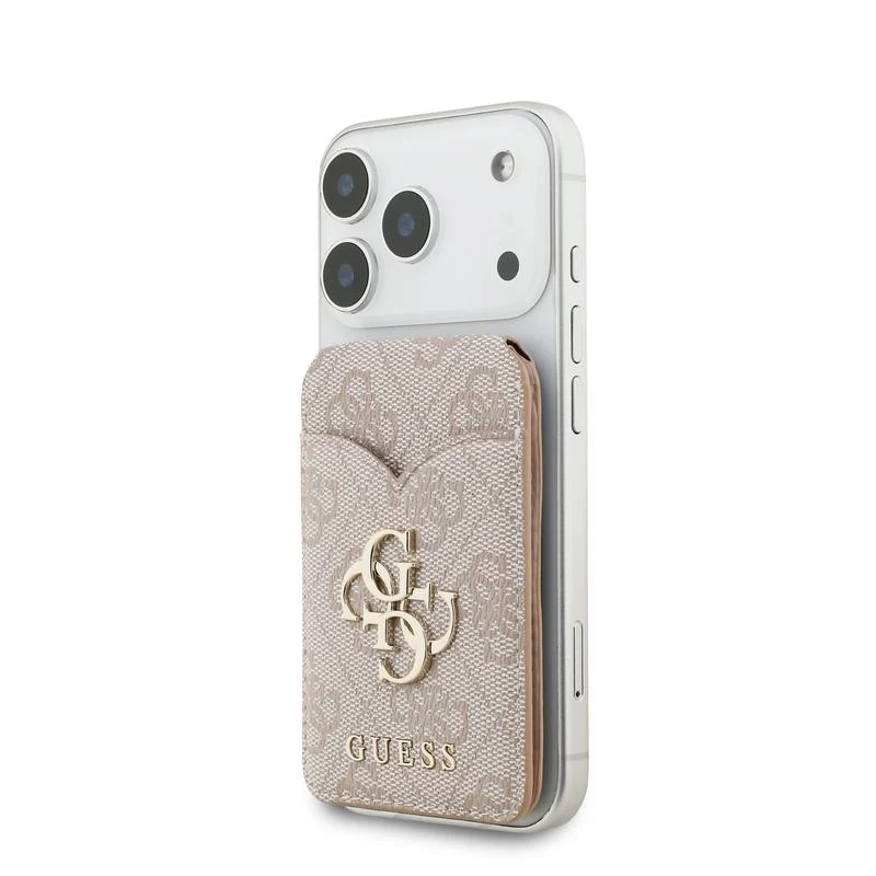 GUESS 4G Stand & Mirror MagSafe Wallet Case für iPhone - Pink