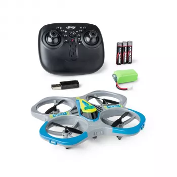 TAMIYA CARSON Carson Cyber Drone Polizei 2.4G 100% RTF – Polizei-Edition Quadrocopter mit 6-Achsen-Gyro, Höhenhaltung, Headless-Modus, 360°-Flips, LED-Leuchten, flugbereit