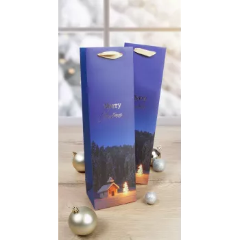 SIGEL GT129 Weihnachtskapelle Flaschen-Geschenktüten, 5er Pack, 10 x 10 x 35 cm, mehrfarbig