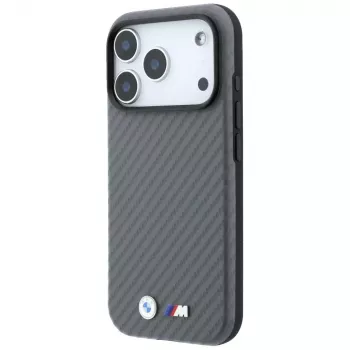 BMW M Carbon Metal Logo MagSafe-Hülle für iPhone 18 Pro / 17 Pro - Grau