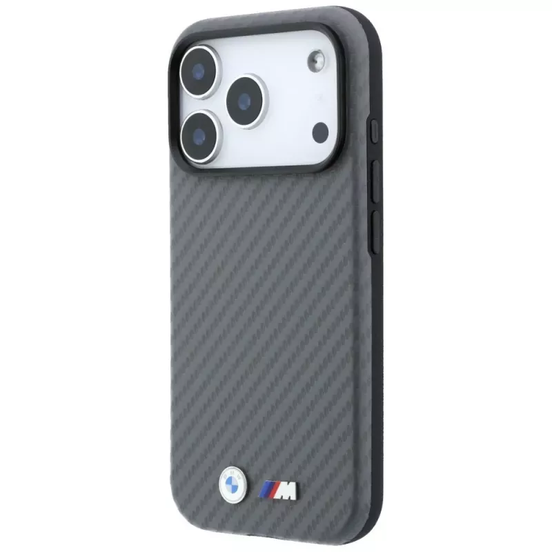 BMW M Carbon Metal Logo MagSafe-Hülle für iPhone 18 Pro / 17 Pro - Grau