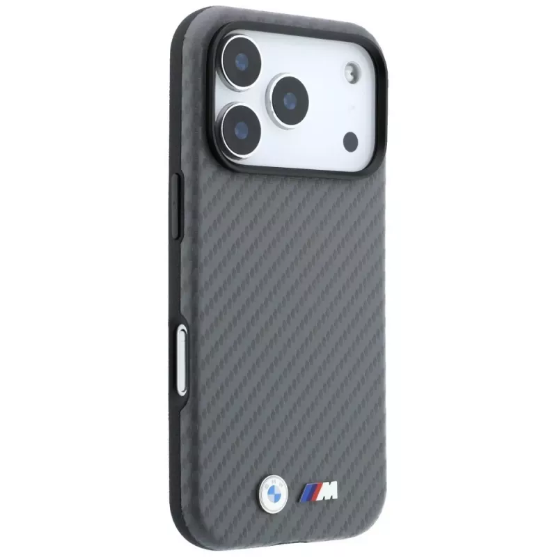 BMW M Carbon Metal Logo MagSafe-Hülle für iPhone 18 Pro / 17 Pro - Grau