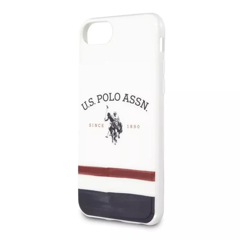 U.S. POLO ASSN. USHCI8PCSTRB iPhone 7/8/SE 2020/SE 2022 Hülle Weiß Trikolore-Muster Kollektion