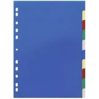 DURABLE 674027 A4 Dokumenttrenner 1-10, Polypropylen, 10-teilig, Universal-Lochung, gemischte Farben