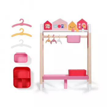 ZAPF CREATION BABY born Kleiderstange Puppenkleiderschrank mit Aufbewahrungsboxen und Bügeln