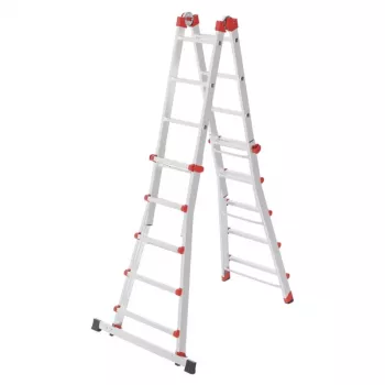 Hailo M80 4x5 Sprossen Mehrzweck-Kombinationsleiter, Aluminium, 20 Sprossen, 150 kg, EN 131 Professional