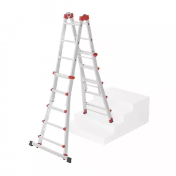 Hailo M80 4x5 Sprossen Mehrzweck-Kombinationsleiter, Aluminium, 20 Sprossen, 150 kg, EN 131 Professional