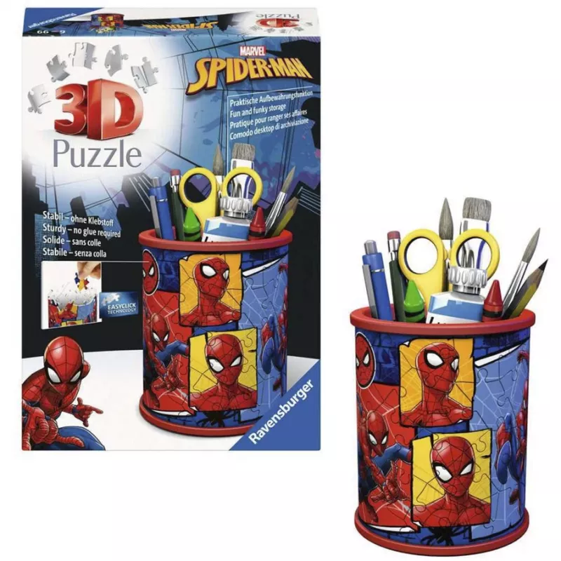RAVENSBURGER 3D Puzzle Stifthalter Spider-Man - 54 Teile, Offizielles Marvel, Easy Click