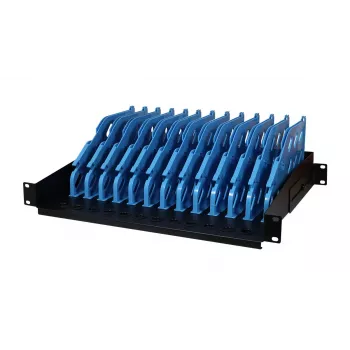 ALLNET 19 Zoll 3U Rackmount Tablet-Ablage für 12 Geräte, Stahl, Schwarz