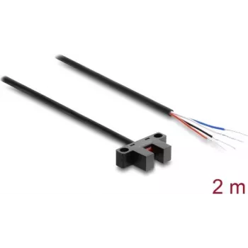 Delock Lichtschranke Gabelförmig 5 mm Typ K mit 4 x offenen Kabelenden PNP L/D umschaltbar 2 m