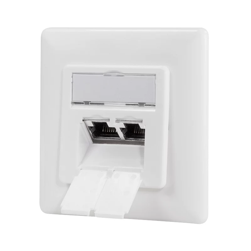 LOGILINK Cat.6A Wandanschlussdose 2xRJ45 STP, vertikal, signalweiß