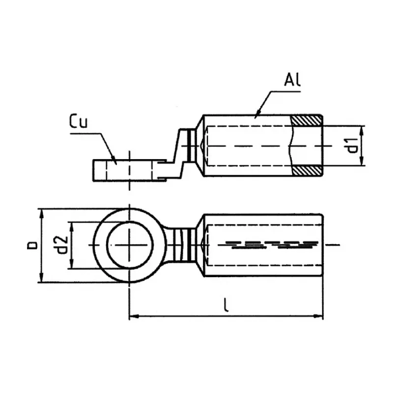 Klauke 370R12 Bimetall-Verbindungsmuffe Al-Cu 185 mm², Packung mit 5 Stück