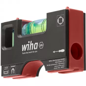 WIHA Mini-Wasserwaage Pocket 8 cm Grau/Rot mit Magnet