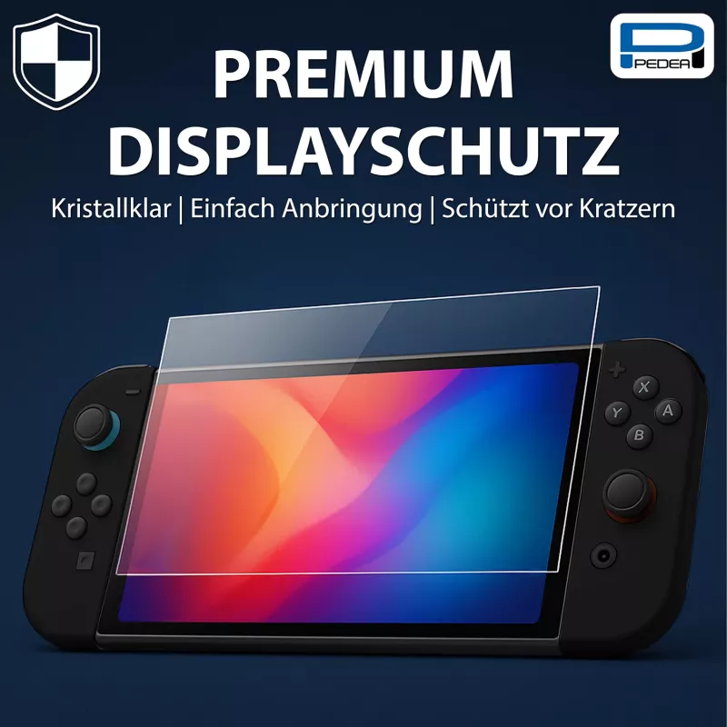 PEDEA Panzerglas-Displayschutz für Nintendo Switch 2 (2025) - 9H Härte, HD-Klarheit, blasenfrei, 2.5D Kanten