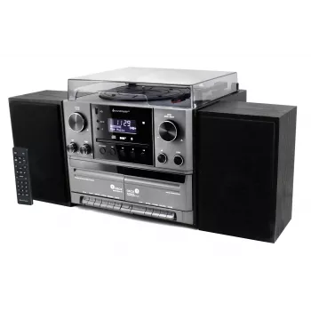 Soundmaster MCD5600SW Stereo-Musikcenter mit DAB+ Radio, CD-Player, Plattenspieler, Doppelkassettendeck, Bluetooth, USB-Recording - Schwarz