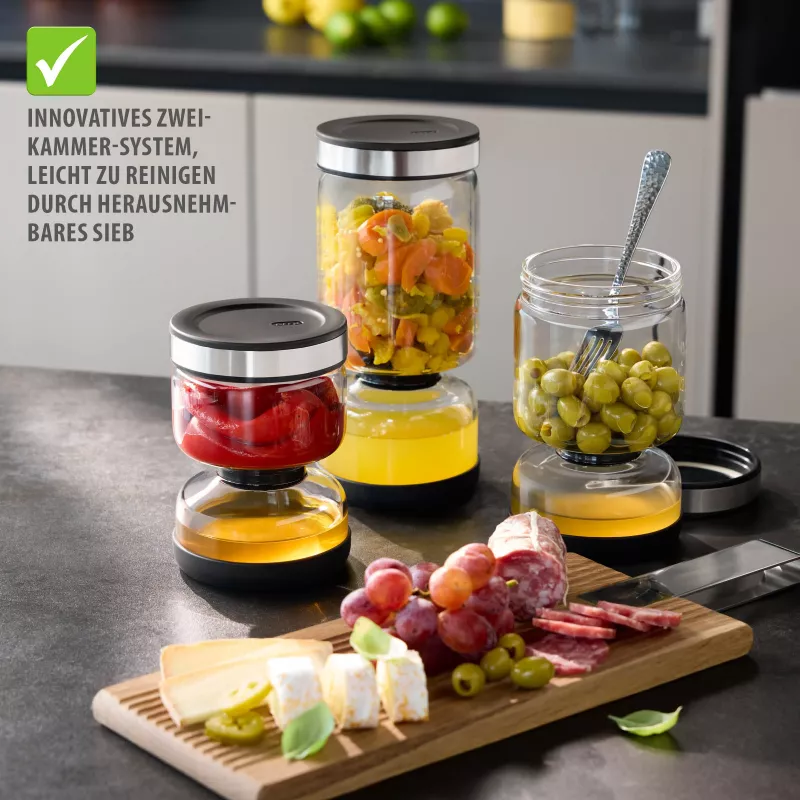 GEFU LAVINA Joghurt- und Quarksieb Glas 1,3 L mit Edelstahlsieb