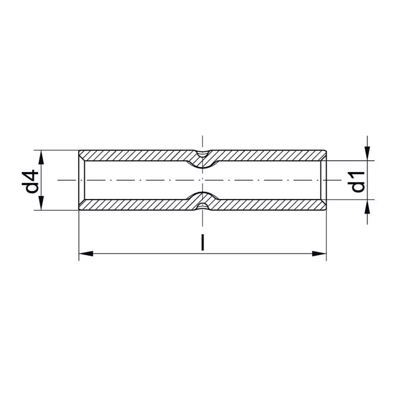 Klauke 25R Kupfer-Kabelschuh-Verbinder für 35 mm² Leiter, unisoliert, 25 mm Länge