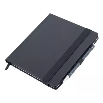 TROIKA BLACK SLIMPAD A5 Notizblock mit dunkelblauem Stift