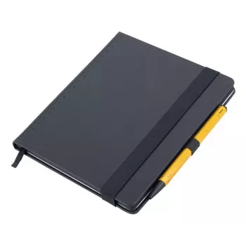 TROIKA BLACK SLIMPAD A5 Notizbuch mit gelbem Stift