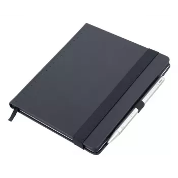 TROIKA BLACK SLIMPAD A5 Notizbuch mit silbernem Stift