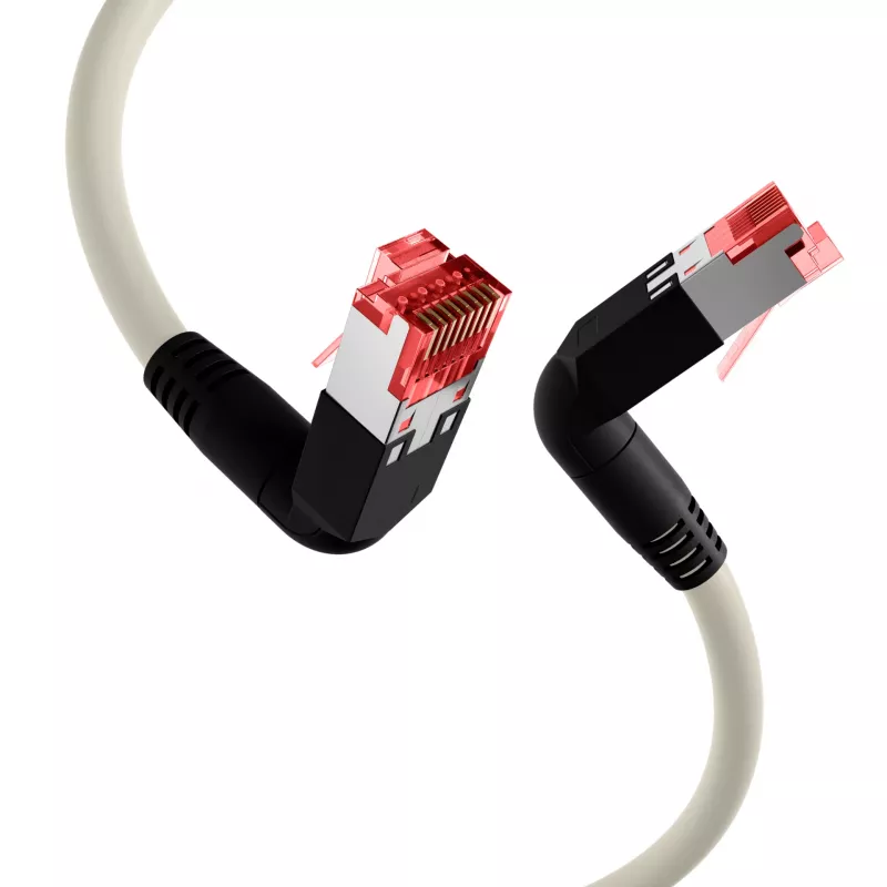 EFB Elektronik K4137GR.2 Cat.6A S/FTP LSZH Patchkabel, Draka UC900 TM21, 2x90 Grad, 2 m, Grau