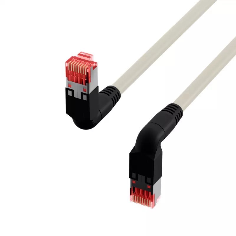 EFB Elektronik K4137GR.2 Cat.6A S/FTP LSZH Patchkabel, Draka UC900 TM21, 2x90 Grad, 2 m, Grau