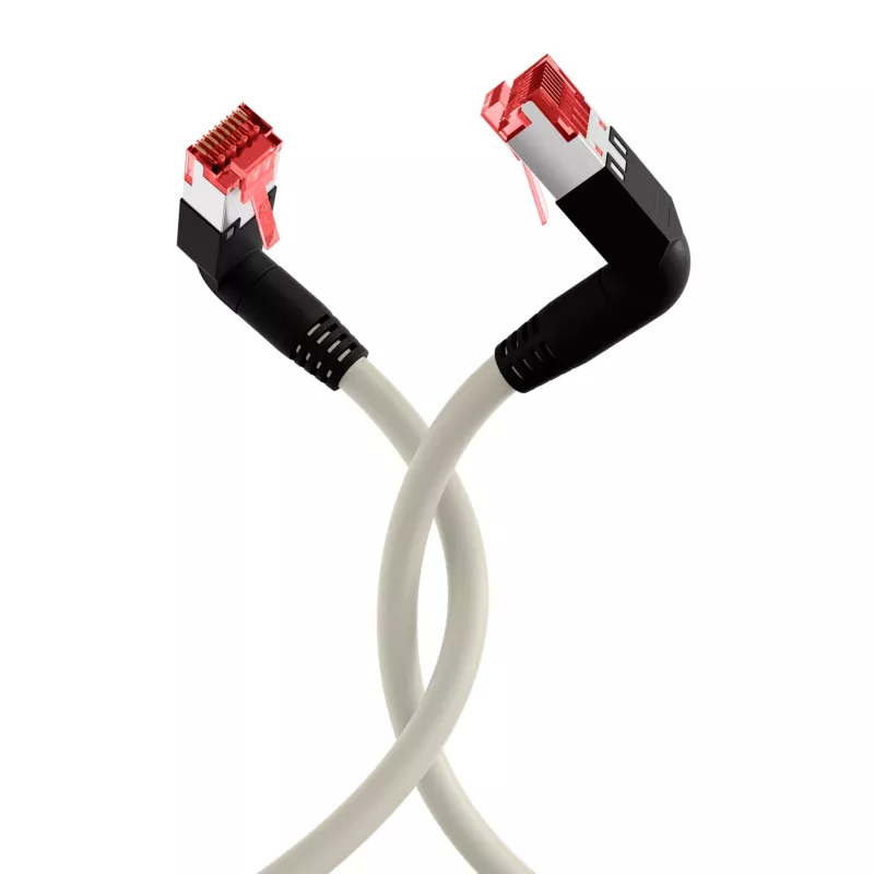 EFB Elektronik K4137GR.2 Cat.6A S/FTP LSZH Patchkabel, Draka UC900 TM21, 2x90 Grad, 2 m, Grau
