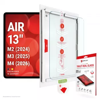 DISPLEX Tablet Real Glass Displayschutzfolie für iPad Air 13 (2024/2025/2026) - Gehärtetes Glas, 9H-Härte, ultraklar
