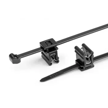 HellermannTyton T50ROSEC4A-PA66W-BK Kabelbinder mit Tannenbaum-Befestigungsclip, 200mm x 4,6mm, Schwarz, 100er-Pack