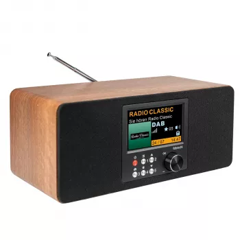 Albrecht DR 864 Stereo DAB+ FM Radio mit Bluetooth, Holzgehäuse, 2x7W RMS, 2,4 inch TFT-Farbdisplay, Dual-Alarm, AUX-In, Kopfhöreranschluss, USB-Ladefunktion, Fernbedienung