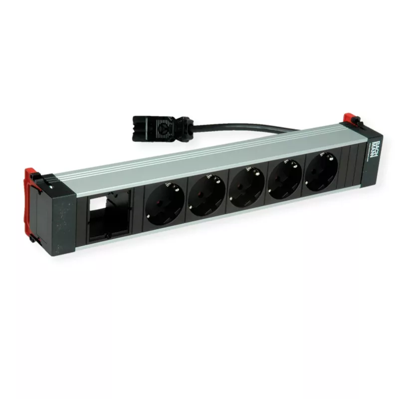 Bachmann POWER FRAME 5x Schuko-Steckdose 1x Modul-Slot 0,2m GST18i3 Schwarz