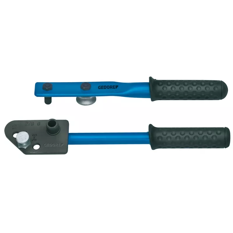GEDORE Handrohr-Biegeset 180° für 6-8-10 mm Kupfer, Messing, Aluminium, dünnwandige Stahlrohre, manuell, mit 3 Biegesegmenten, Schnellspanner, integrierter Winkelskala, ergonomische Griffe, kompakt und robust, hohe Präzision
