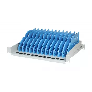ALLNET 19 Zoll Rackmontage-Tablet-Ablage – 12-Slot Metall-Lade- und Organisationsmodul für iPads, Tablets, Smartphones, 2U
