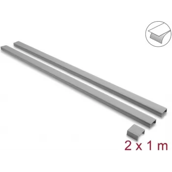 Delock selbstklebender Kabelkanal mit Schiebedeckel 40 x 19 mm inkl. Verbindungsstück - Länge 1 m, 2er-Pack, grau
