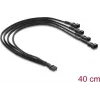Delock Fan Cable Splitter 1 x 4 Pin PWM Buchse auf Stecker + 3 x 4 Pin Stecker (3 Pins belegt) mit Kabelummantelung 40 cm Schwarz
