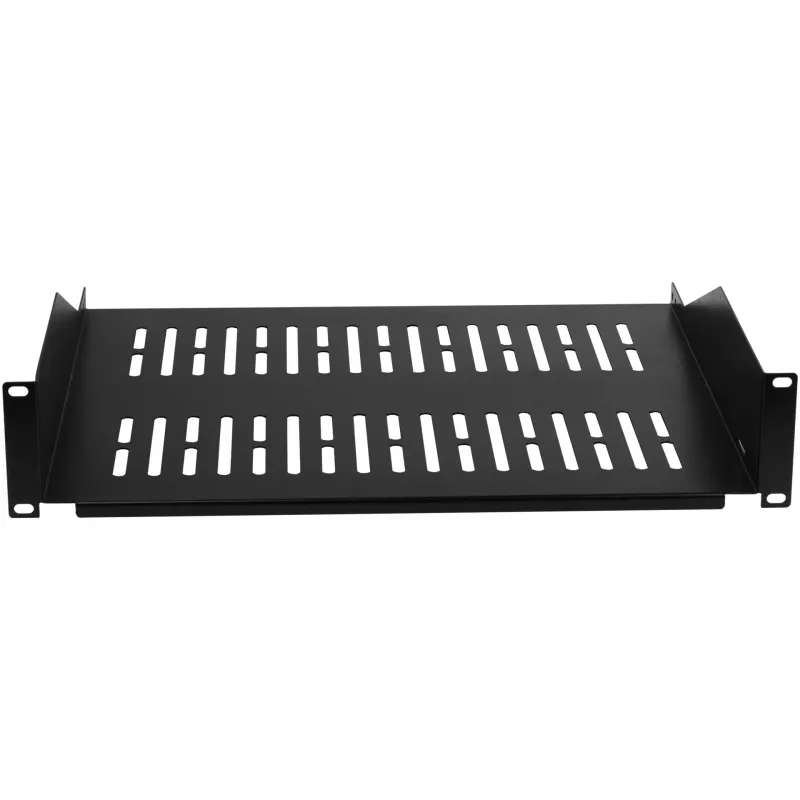 EFB Elektronik 19 Zoll 2U festes Rack-Regal, 400 mm Tiefe, 22 kg Belastung, Schwarz RAL 9005