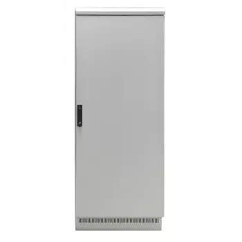 EFB Elektronik 19 Zoll Netzwerkschrank 24U 600x600 IP55 mit vormontiertem Sockel, Lichtgrau RAL 7035