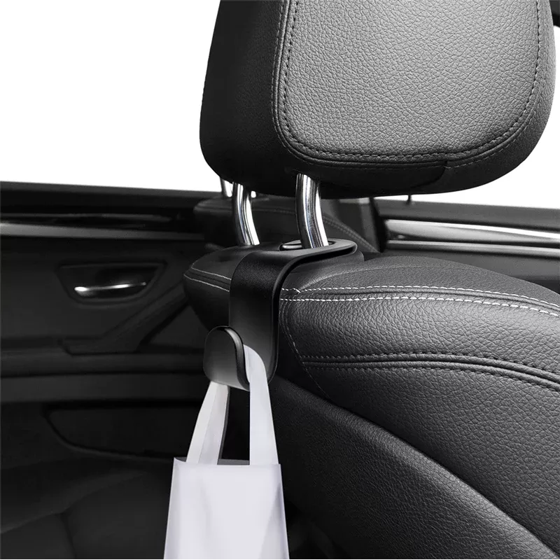 LogiLink Auto-Sitzhaken, 4er-Set, Schwarz, Universal Kopfstützen-Organizer, 8kg Belastung pro Haken, werkzeugloses Clip-on, ABS-Kunststoff