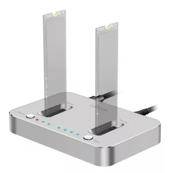 LogiLink USB 3.2 Gen2 Docking Station, 2-Bay, für M.2 NVMe SSD, Klon-Funktion
