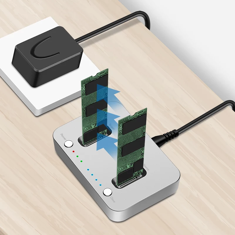 LogiLink USB 3.2 Gen2 Docking Station, 2-Bay, für M.2 NVMe SSD, Klon-Funktion