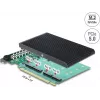 Delock PCI Express 5.0 x16 Karte auf 4 x interne NVMe M.2 Key M mit Kühlkörper - Bifurkation