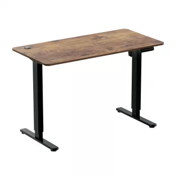 LOGILINK EO0057 Elektrischer Sitz-Steh-Schreibtisch, 120x60 cm, Einzelmotor, braune Tischplatte, 70 kg Belastung