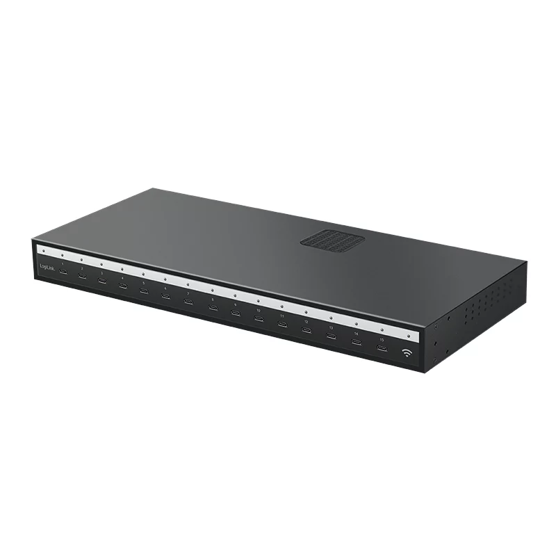 LogiLink USB-C Multi-Ladegerät (IPSS), 15 Ports, PD, Smart, Schwarz