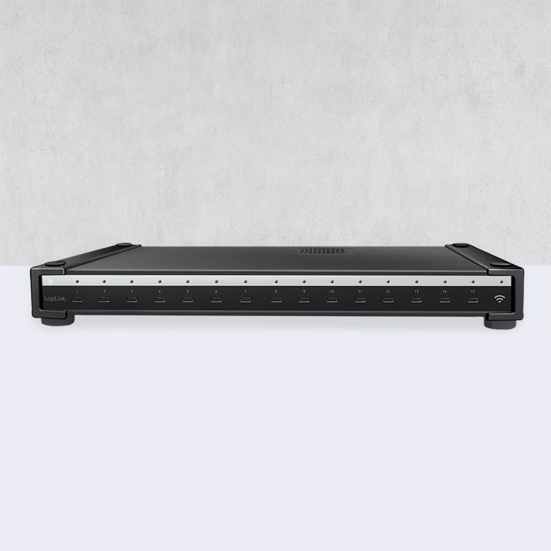 LogiLink USB-C Multi-Ladegerät (IPSS), 15 Ports, PD, Smart, Schwarz