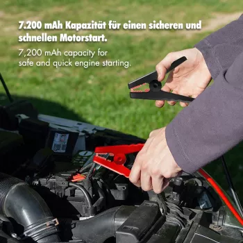 LogiLink PA0358 4-in-1 Auto-Starthilfe Powerbank mit Luftkompressor, 7200 mAh, 200A Startstrom, LED-Taschenlampe